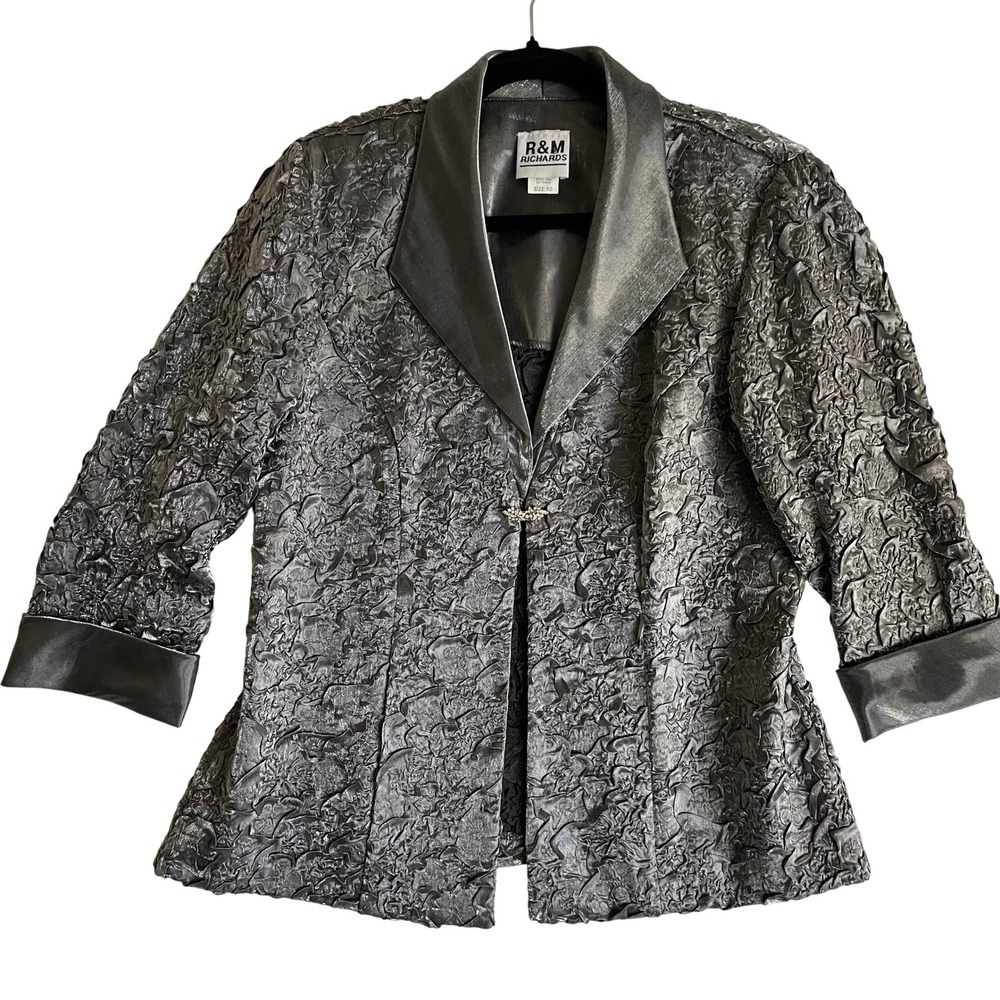 R & M Richards Size 10 Silver Dressy Jacket & Tank Set Party Cocktail